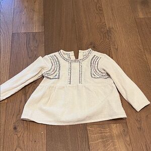 Zara Cream Embroidered Kids Blouse